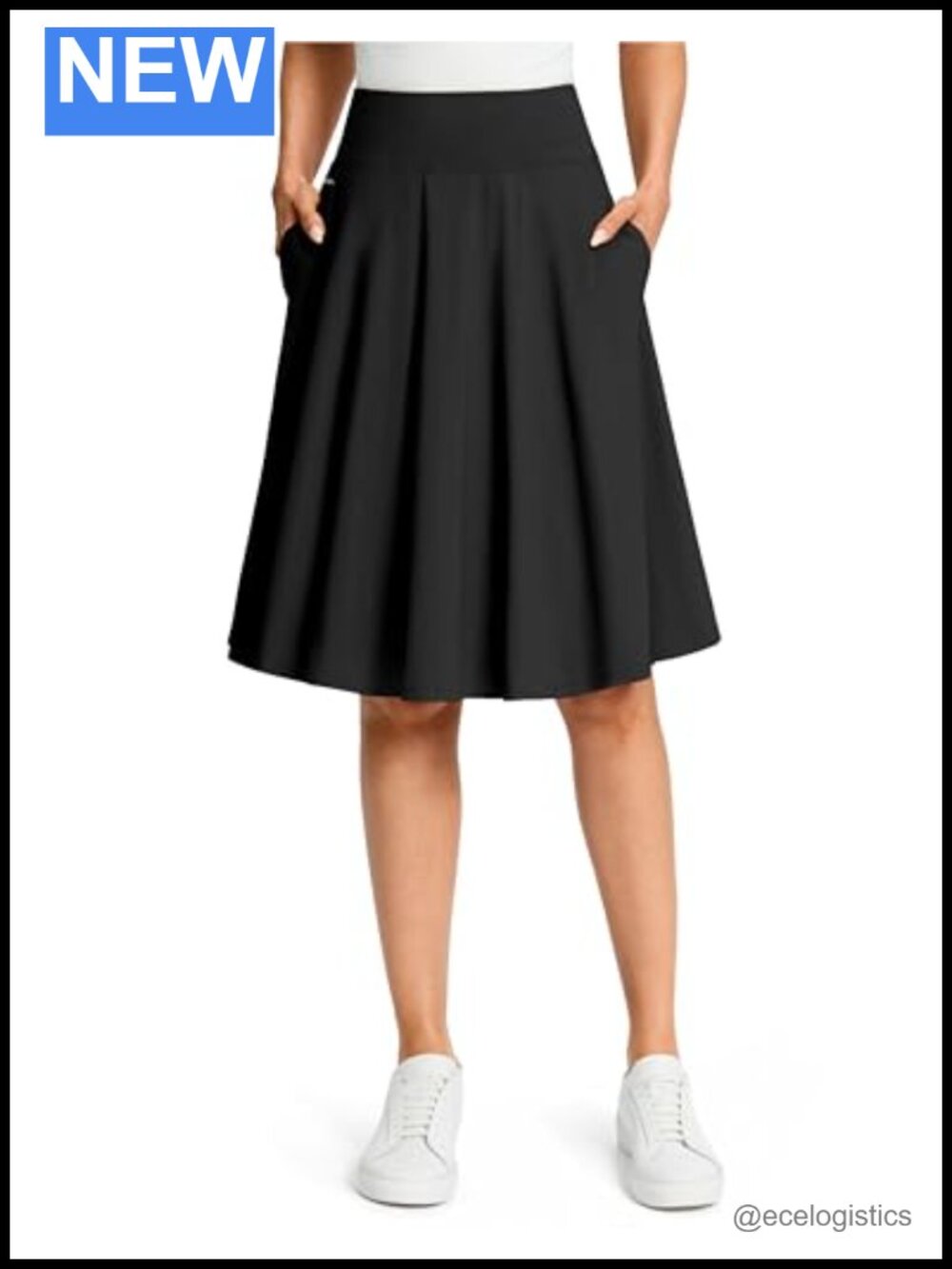 Women's 24" Knee Length High Waisted Skort with Pockets Stretchy Athletic Midi